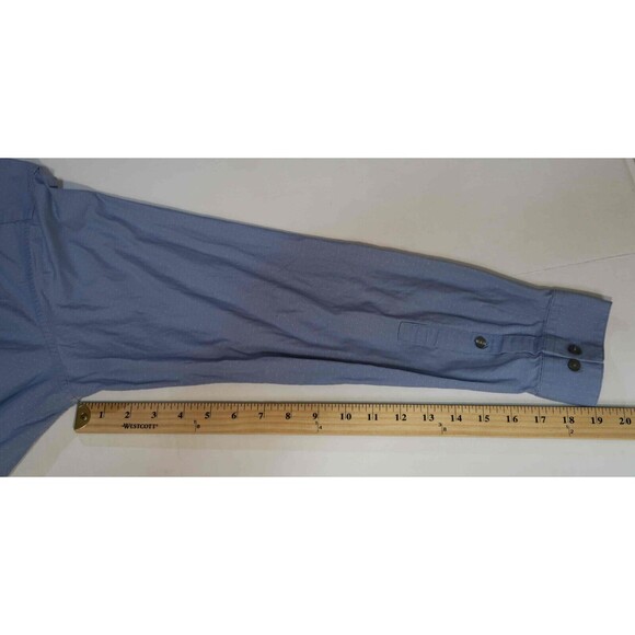 Kenneth Cole Reaction Shirt Mens 17 34-35 Blue L/S Button Up Dry Tek Slim Fit - Picture 12 of 16